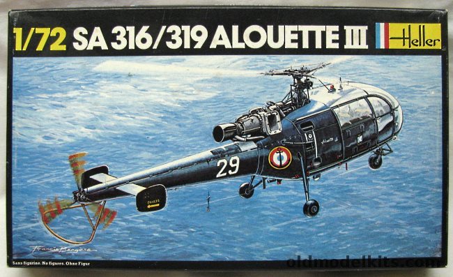 Heller 1/72 SA-316 or SA-319 Alouette III - French Air Force E.H. 3/67 Parisis / French Navy Carrier Clemenceau, 225 plastic model kit